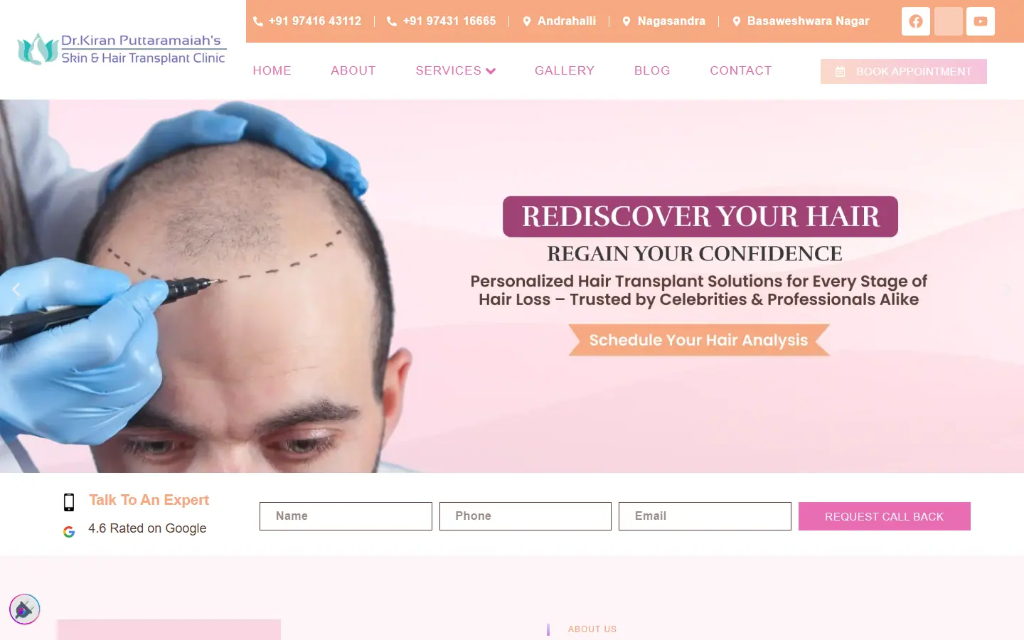 Dr. Kiran Hair & Skin Clinic website