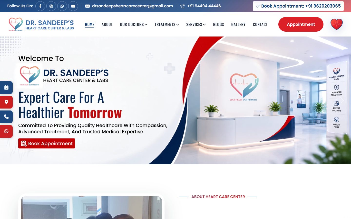 Dr. Sandeep Heartcare Center website