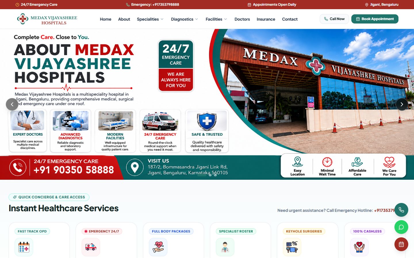 Medax Vijayashree Hospitals website